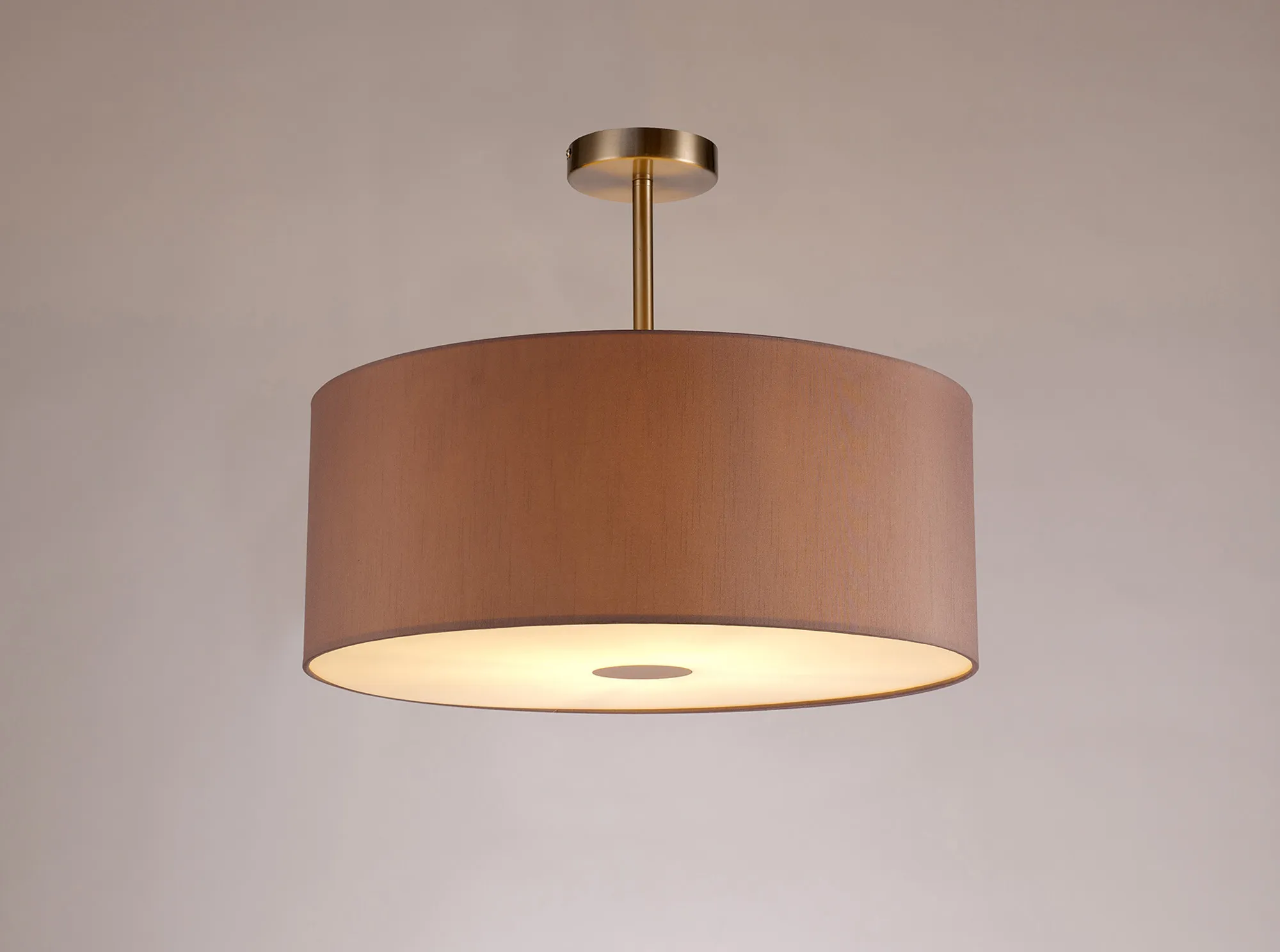 Baymont 50cm Semi Flush 1 Light Satin Nickel, Taupe/Halo Gold, Frosted Diffuser DK0265  Deco Baymont SN TA